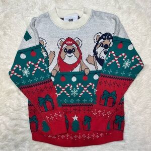 Disney Star Wars Sweater Ewok Spirit Jersey Red/Green/White Size 4